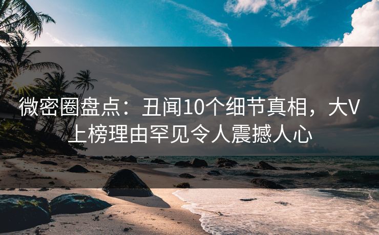微密圈盘点：丑闻10个细节真相，大V上榜理由罕见令人震撼人心