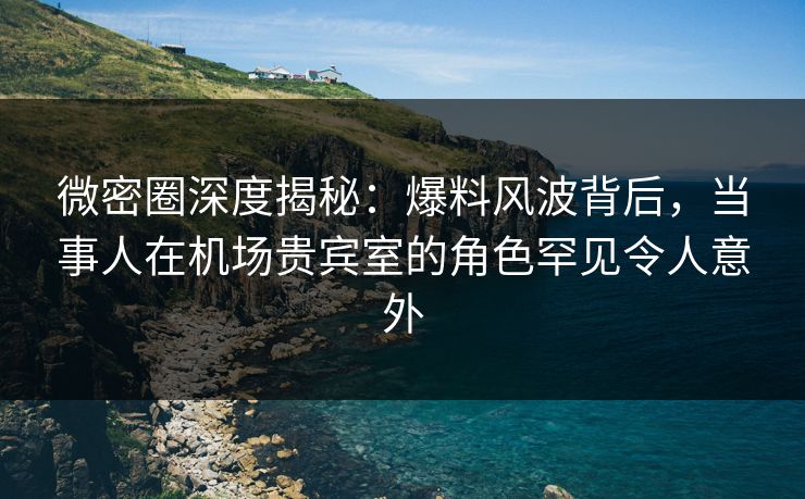 微密圈深度揭秘：爆料风波背后，当事人在机场贵宾室的角色罕见令人意外