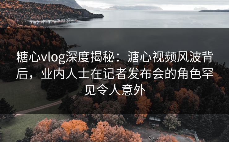 糖心vlog深度揭秘:溏心视频风波背后,业内人士在记者发布会的角色罕见令人意外 糖心vlog深度揭秘:溏心视频风波背后,业内人士在记者发布会的角色罕见令人意外