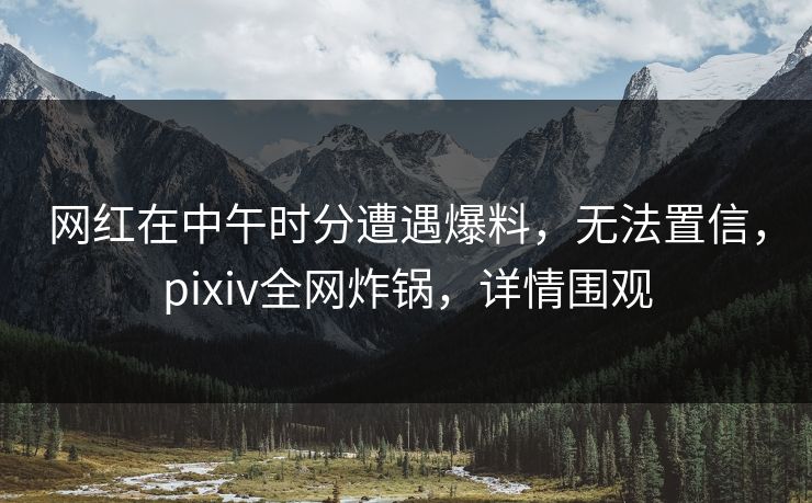 网红在中午时分遭遇爆料，无法置信，pixiv全网炸锅，详情围观