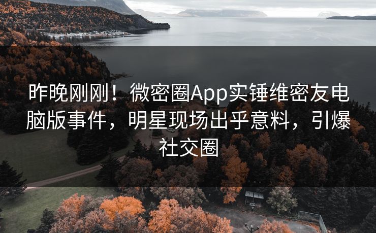 昨晚刚刚！微密圈App实锤维密友电脑版事件，明星现场出乎意料，引爆社交圈