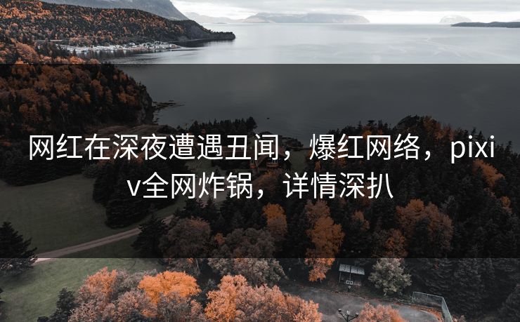 网红在深夜遭遇丑闻，爆红网络，pixiv全网炸锅，详情深扒