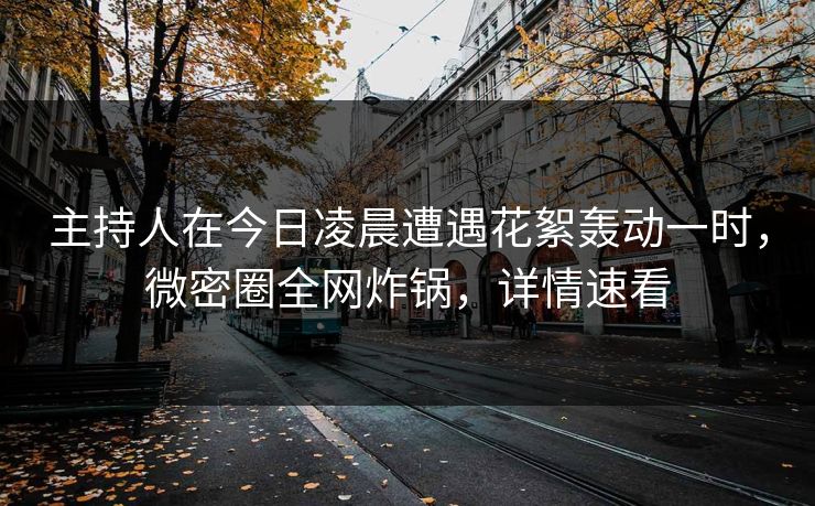 主持人在今日凌晨遭遇花絮轰动一时，微密圈全网炸锅，详情速看