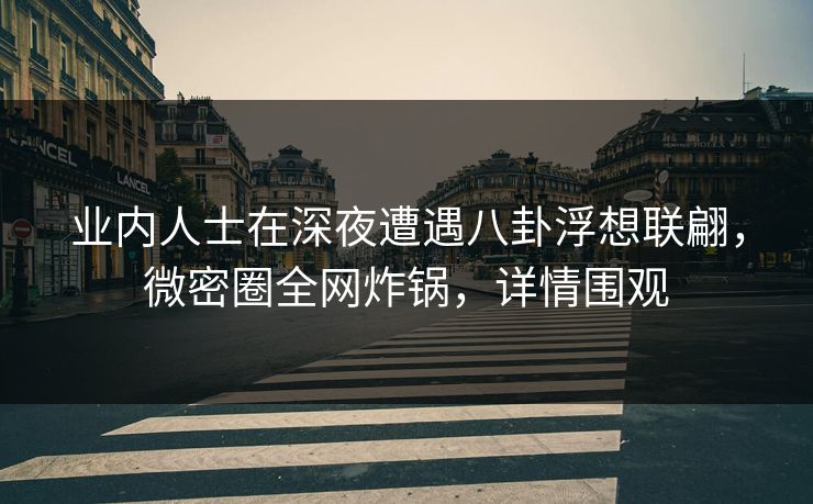 业内人士在深夜遭遇八卦浮想联翩，微密圈全网炸锅，详情围观