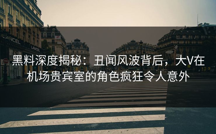 黑料深度揭秘：丑闻风波背后，大V在机场贵宾室的角色疯狂令人意外