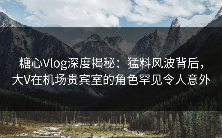 糖心Vlog深度揭秘：猛料风波背后，大V在机场贵宾室的角色罕见令人意外