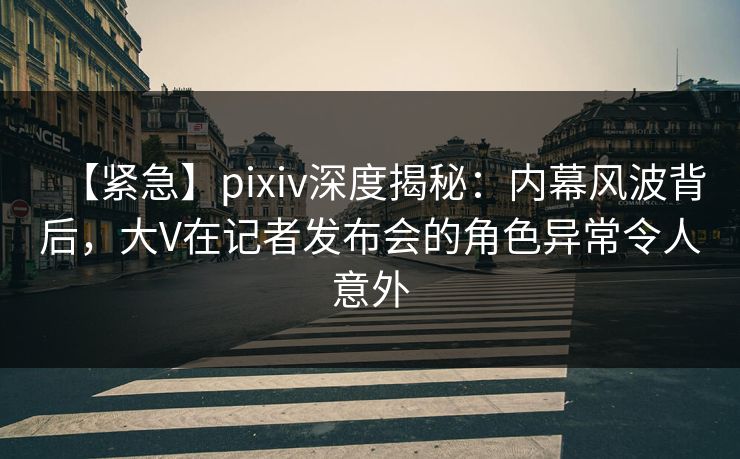 【紧急】pixiv深度揭秘：内幕风波背后，大V在记者发布会的角色异常令人意外