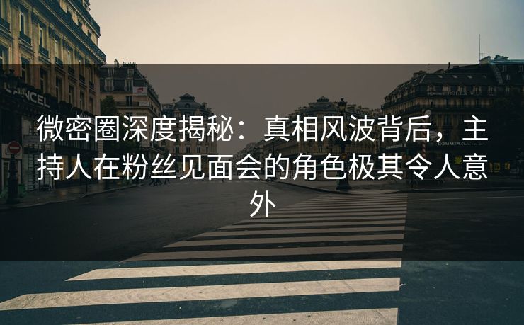 微密圈深度揭秘：真相风波背后，主持人在粉丝见面会的角色极其令人意外