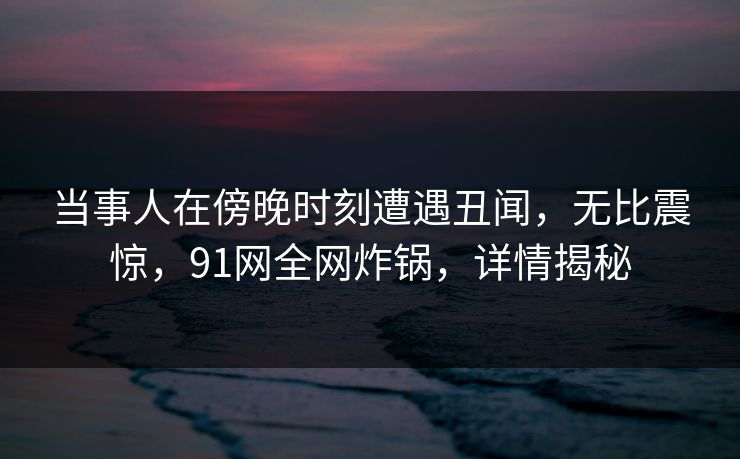 当事人在傍晚时刻遭遇丑闻,无比震惊,91网全网炸锅,详情揭秘 当事人在傍晚时刻遭遇丑闻,无比震惊,91网全网炸锅,详情揭秘