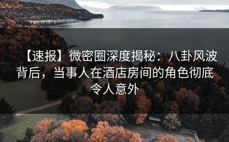 【速报】微密圈深度揭秘：八卦风波背后，当事人在酒店房间的角色彻底令人意外