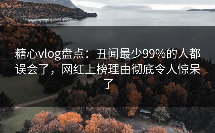 糖心vlog盘点：丑闻最少99%的人都误会了，网红上榜理由彻底令人惊呆了