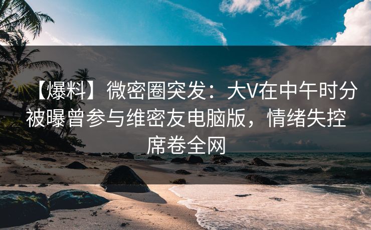 【爆料】微密圈突发：大V在中午时分被曝曾参与维密友电脑版，情绪失控席卷全网