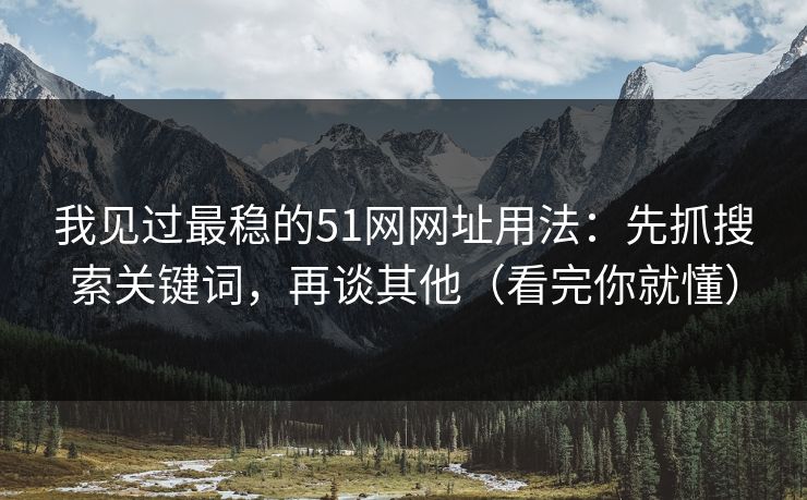 我见过最稳的51网网址用法：先抓搜索关键词，再谈其他（看完你就懂）